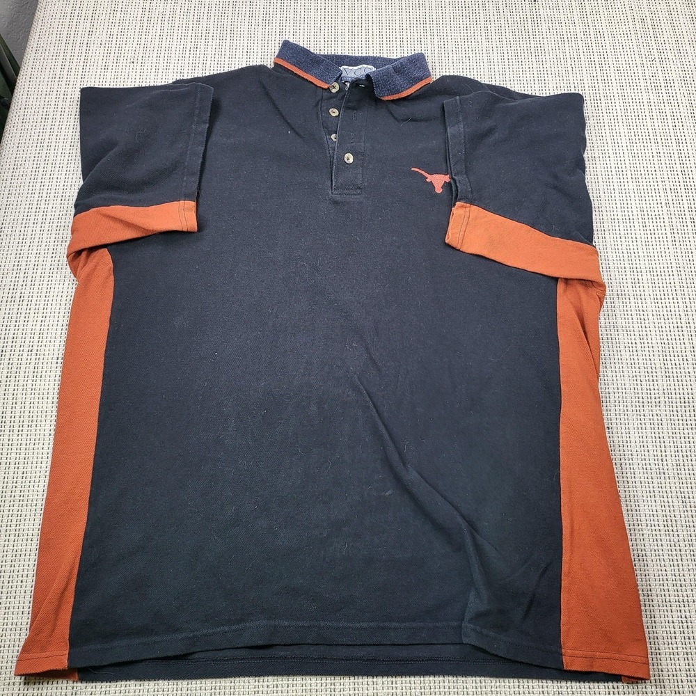 Vintage Texas Longhorns Polo Shirt Mens XL‎ Blue NCAA Football Vantage Cotton